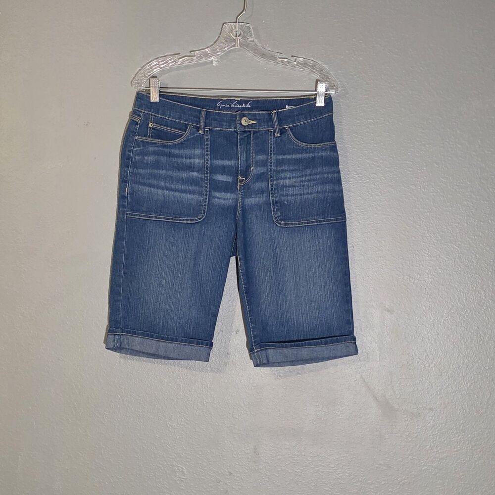 Gloria Vanderbilt Womens Bermuda Denim Shorts Blue Sz 8